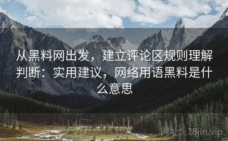 从黑料网出发，建立评论区规则理解判断：实用建议，网络用语黑料是什么意思